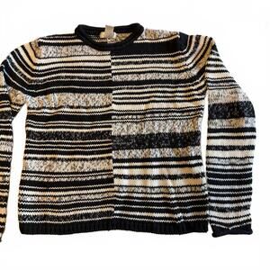 Christopher & Banks Black and Cream Striped Sweater Vintage